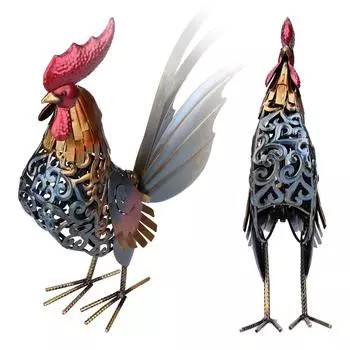 TOOARTS Металлическая скульптура Резной железный петух Предметы домашнего декора Изделия ручной работы Украшения в виде животных