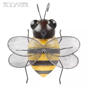Tooarts пчела настенное украшение железная мультяшная пчела забавное украшение ручной работы съемные крылья сад или