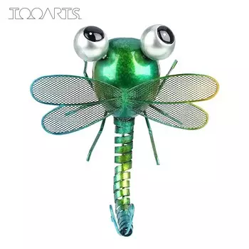 Tooarts Украшение стены стрекозы Железное мультяшное украшение стрекозы Настольное украшение для сада или детей зелёный