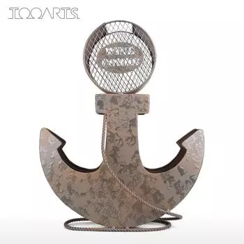 Tooarts Якорная винная полка Держатель для двух бутылок вина Винтажный художественный орнамент Ремесленный отель или бар кофейный