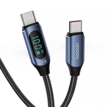 toocki usb c кабель 100 Вт 1 м со светодиодным дисплеем [синий] кабель типа c PD/QC быстрая зарядка typec нейлоновая вязка передача данных телефон 16/телефон 15/телефон Plus,