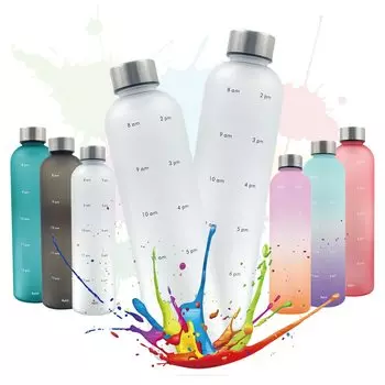 TOOGABBIE Бутылка для воды 1 литр Легкая бутылка для воды 1000 мл с маркером времени Мята Мотивация Измерение времени и объема Без BPA Матовая