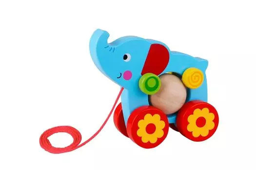 TOOKY TOY Деревянная игрушка-мяч, которую можно тянуть за собой (Слон) (ТКЕ006)