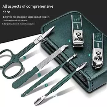 Tool Kit Dog Nail Clippers Manicure Pet For Dogs Kits Puppy Easy to Use Clipper High Quality Press on Nails Travel Set Supplies зелёный
