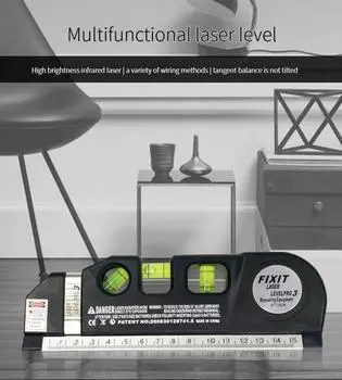 Tool Multipurpose Laser Level Kit Standard Cross Line Lase 8 Feet Measure Tape Ruler With Metal Tripod Stand чёрный