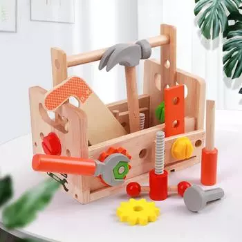 Toolbox Repair Wooden Screw Nut Disassembly Assembly Tool Table Toy Children