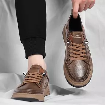 Tooling board shoes men s shoes 2024 autumn and winter new fashion casual leather surface low-top British retro leather shoes 38