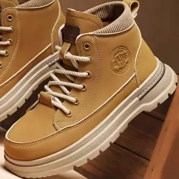 Tooling boots leather high-top board shoes casual shoes men s rhubarb boots men s versatile Martin boots large size 45-48 39