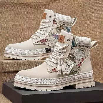 Tooling boots men s Martin boots autumn and winter 2024 new high-top men s shoes outdoor trendy boots men s heightened thick soles 39