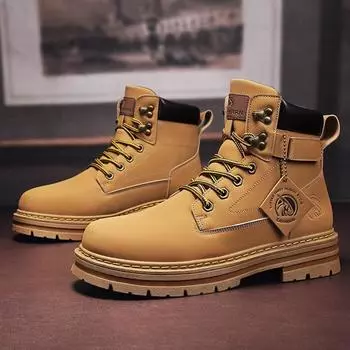 Tooling boots men s new autumn and winter 2024 velvet men s shoes high-top Martin boots men s British locomotive boots 39