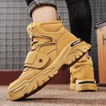 Tooling boots men s outdoor retro platform high-top hiking shoes trendy casual Martin tide shoes men 39