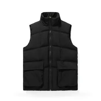 Tooling cotton vest autumn and winter wear new men s vest stand-up collar jacket trendy thickened cotton vest vest outer wear men M (80-45 kg) чёрный