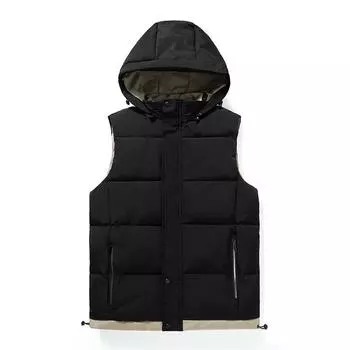 Tooling cotton vest men s autumn and winter thickened thermal vest trend loose student vest men s green vest jacket M (80-45 kg) чёрный