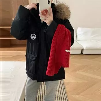 Tooling down jacket women s 2024 winter fashion thickened white duck down big fur collar couple pie to overcome the coat tide S