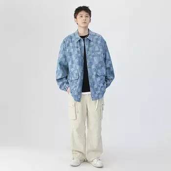 Куртка Tooling Jacket Мужская весна и осень в стиле Гонконга, повседневная, свободная, с лацканами, модная джинсовая куртка Ruffian, красивая мужская одежда S