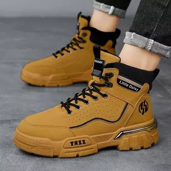 Tooling locomotive shoes men s casual Martin boots high-top men s shoes autumn and winter British style men s trendy shoes 2024 new 39