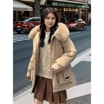 Tooling Pie преодолевает женскую зимнюю облегающую талию хлопчатобумажную одежду, модную универсальную утолщенную бархатную куртку M [Recommended below 55kg] розовый