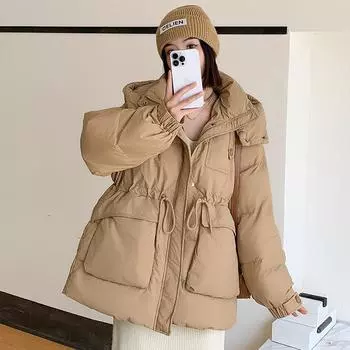 Tooling пуховик женский высокого класса женская зимняя одежда короткая корейская версия утиный пух куртка с капюшоном куртка большого размера S (100-62.5kg recommended) чёрный