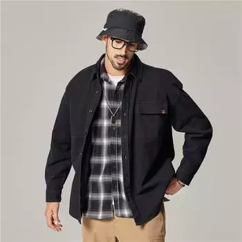 Инструментальная рубашка куртка мужская американская ретро тяжелая хлопковая рубашка с длинными рукавами свободная модная мужская куртка S хаки