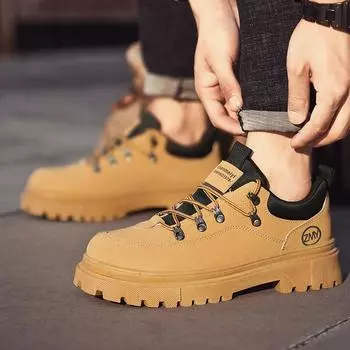 Tooling shoes men s low-top winter men s shoes casual outdoor Martin boots men s thick-soled heightening retro short boots 39