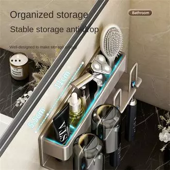 Toothbrush Rack Hanging Storage Strong Load-bearing No Need To Punch Holes Storage No Punching Toothbrush Holder Storage Rack