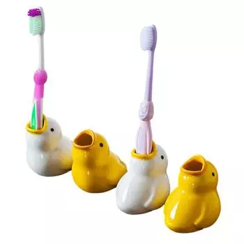 Toothbrush Set of 4 Cute Toothbrush Bathroom [Queen-b] Stand, Ducks, Holder, Storage, Washstand, Bathroom,