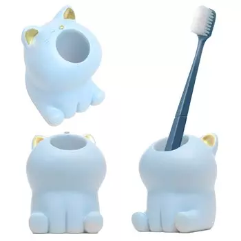 Toothbrush Toothbrush Toothbrush Cute Toothbrush Made of Original Design Stand, Holder, Stand, Cat, Storage, Stylish, Resin,