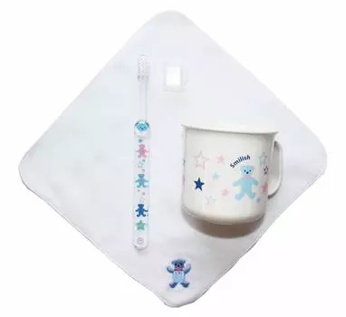 toothbrushing set ABC Kuma with Imabari towel Children s 3-piece (toothbrush cap, heat-resistant cup, handkerchief)