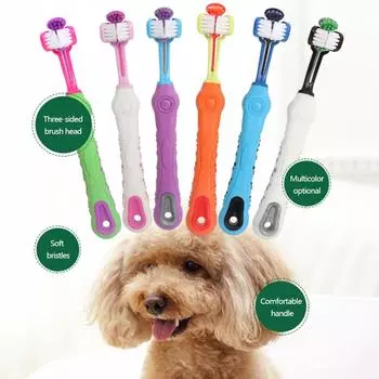ToothbrushPet SuppliesThree-head toothbrushMulti-angle cleaning mouthCleaning teeth toolsDog toothbrush оранжевый
