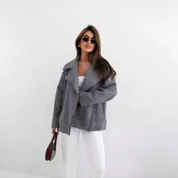 Tooxika 2024 осень и зима новый твидовый пиджак с лацканами на молнии L чёрный