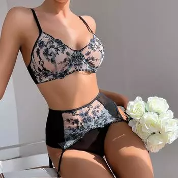 Tooxika, эротическое белье, новое женское нижнее белье ручной работы с вышивкой и цветами, сексуальное универсальное перспективное нижнее белье, комплект из трех предметов