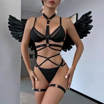 Tooxika эротическое белье, новое женское однотонное забавное нижнее белье, внешняя одежда, неперспективный комплексный комплект с крестиком, комплект из трех предметов