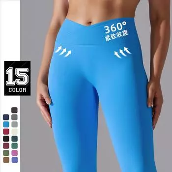 Tooxika бесшовные трикотажные брюки с перекрестной талией персикового цвета для йоги, бега, спорта, облегающие, дышащие, для фитнеса L