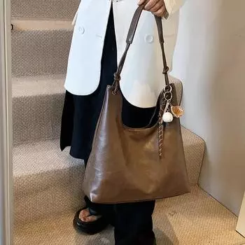 Tooxika Большая вместительная женская сумка, новая простая сумка-мессенджер из мягкой кожи на плечо и подмышку в стиле ретро чёрный