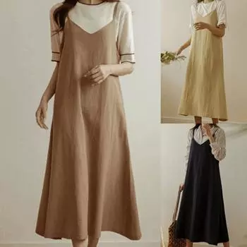 Tooxika Большие размеры Женское Новое Простое Повседневное Платье на Подтяжках Комбинезон Юбка L