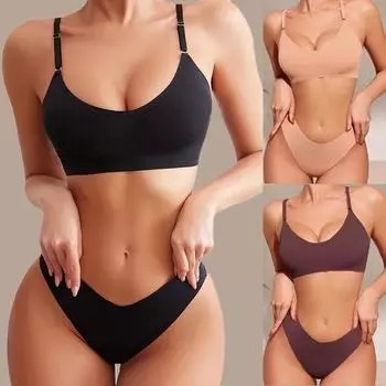 Tooxika цельный бесшовный бюстгальтер для женщин, нижнее белье, сексуальные стринги, беспроводной бюстгальтер без косточек, женское нижнее белье, шелковые низкие стринги, бюстгальтеры высокого качества