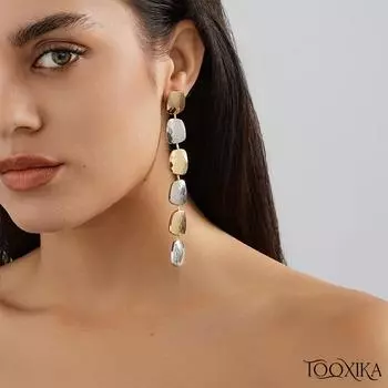 Tooxika Креативные разноцветные металлические длинные серьги Простые геометрические серьги в уличном стиле