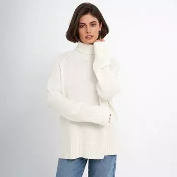 Tooxika Женская осень и зима Новый повседневный однотонный свитер для поездок на работу с высоким воротником и рукавами реглан L абрикосовый