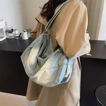 Tooxika Ленивая Сумка через плечо Большая Вместимость Высококачественная Простая Джинсовая Сумка-Подушка