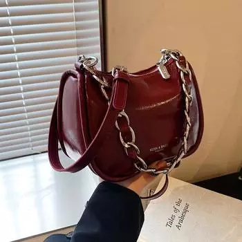 Tooxika Маленькая квадратная сумка женская новая простая сумка через плечо блестящая модная цепочка женская сумка подмышкой чёрный