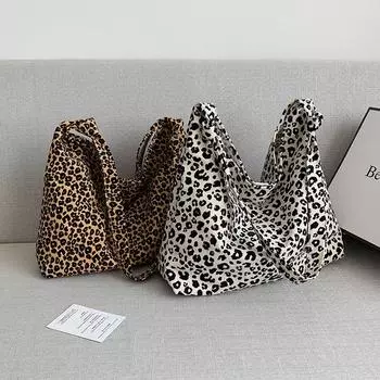 Tooxika Маленькая сумка через плечо с леопардовым принтом, большая вместимость, сумка для покупок на одно плечо, модная холщовая сумка для женщин коричневый