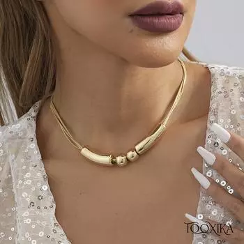 Tooxika металлическая сфера геометрическая подвеска ожерелье простое уличное многослойное ожерелье для женщин