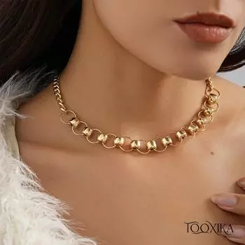 Tooxika металлическое полое однослойное ожерелье, простое и универсальное женское ожерелье в уличном стиле