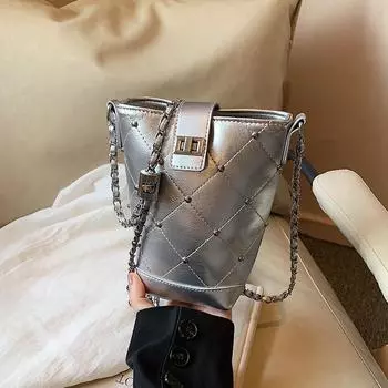 Tooxika Модная сумка для мобильного телефона с ромбовидной цепочкой и замком-заклепкой, новая универсальная сумка-мессенджер через плечо