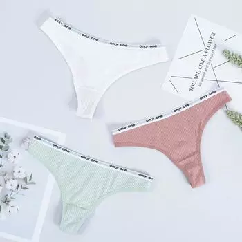 Tooxika модные сексуальные женские хлопковые стринги, трусики-стринги с буквенным принтом и Т-образной спинкой, нижнее белье
