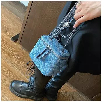 Tooxika New Diamond Маленькая квадратная сумка Универсальная одноплечевая сумка через плечо из денима