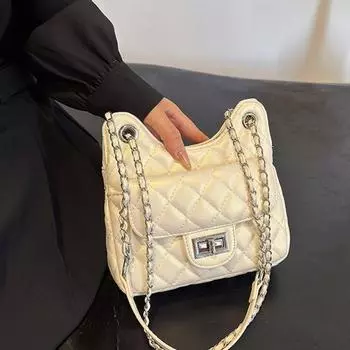 Tooxika New Style Diamond Chain Bag женская сумка через плечо большой вместимости чёрный