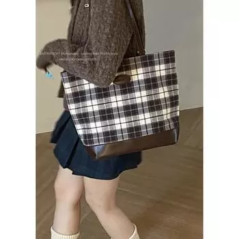 Tooxika новая холщовая сумка-тоут большого объема высокого качества из ткани в клетку на одно плечо, сумка двойного назначения на два плеча