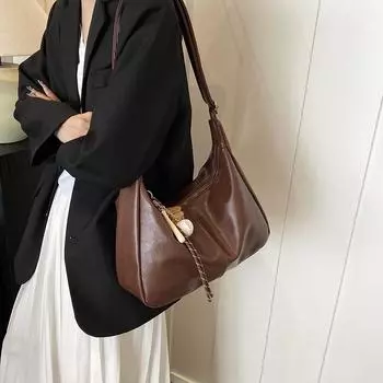 Tooxika Новая коричневая большая вместительная сумка-мессенджер через плечо для женщин чёрный