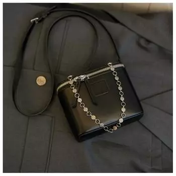 Tooxika Новая модная простая однотонная сумка-чехол на одно плечо с надписью и цепочкой через плечо для женщин Fresh Box чёрный